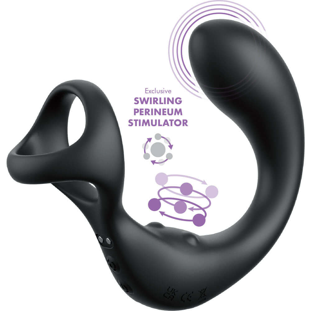 Anal Fantasy Elite Ass-Gasm Taint-alizer - Black USB Rechargeable Prostate Massage with Cock Ring